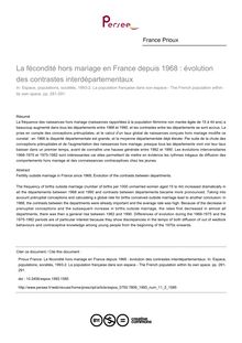 La fécondité hors mariage en France depuis 1968 : évolution des contrastes interdépartementaux - article ; n°2 ; vol.11, pg 281-291