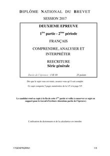 Sujet du brevet de Pondichéry 2017 français 