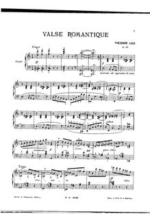 Partition complète, Valse romantique, Op.113, Lack, Théodore