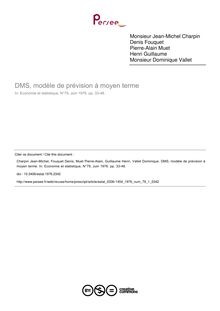 DMS, modèle de prévision à moyen terme - article ; n°1 ; vol.79, pg 33-48