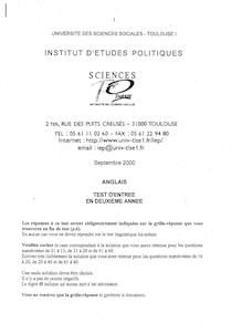 Anglais 2000 IEP Toulouse - Sciences Po Toulouse