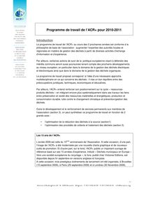 Programme d actions 2010-2011 - Programme de travail de l ACR+ ...