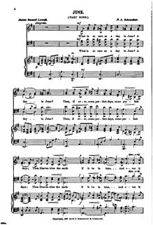 Partition complète, June, Part Song, G major, Schnecker, Peter August