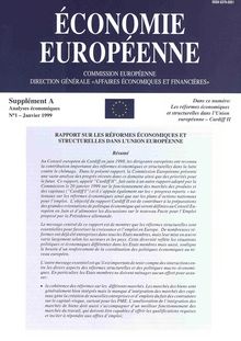 ÉCONOMIE EUROPÉENNE. Supplément A: Analyses économiques N°1 - Janvier 1999