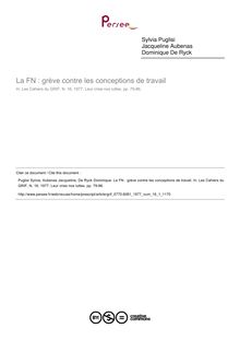 La FN : grève contre les conceptions de travail - article ; n°1 ; vol.16, pg 79-86