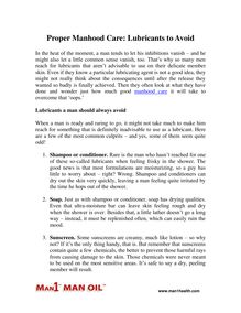 Proper Manhood Care: Lubricants to Avoid