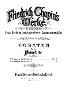 Partition Cover Page, Piano Sonata No.2, B♭ minor, Chopin, Frédéric