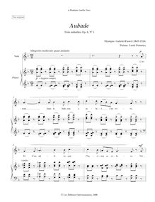 Partition No.1 - Aubade (Original key, F major), 3 chansons, Op. 6