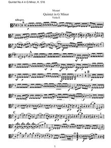 Partition viole de gambe II, corde quintette No.4, G minor, Mozart, Wolfgang Amadeus par Wolfgang Amadeus Mozart