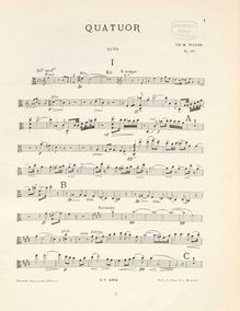 Partition de viole de gambe, Piano quatuor, Quatuor, pour piano, violon, alto et violoncelle, Op.66