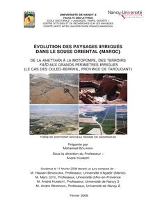 Évolution des paysages irrigués dans le Souss Oriental (Maroc)
