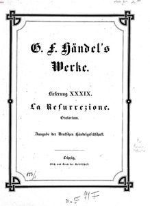 Partition complète, La resurrezione, HWV 47, Handel, George Frideric