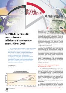 Le PIB de la Picardie : une croissance inférieure à la moyenne entre 1999 et 2009