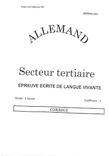 Corrige BAC PRO TER 2001 Allemand