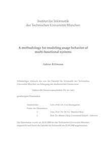 A methodology for modeling usage behavior of multi-functional systems [Elektronische Ressource] / Sabine Rittmann