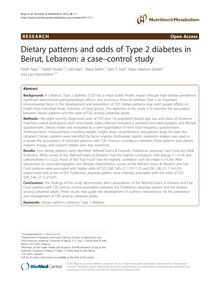 Dietary patterns and odds of Type 2 diabetes in Beirut, Lebanon: a case–control study