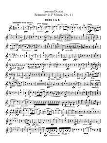 Partition cor 1, 2 (en F), Romance, F minor, Dvořák, Antonín