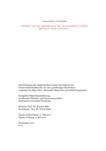 Atomic-scale modeling of nanostructured metals and alloys [Elektronische Ressource] / vorgelegt von Alexander Stukowski