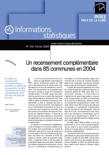 Un recensement complémentaire dans 85 communes en 2004