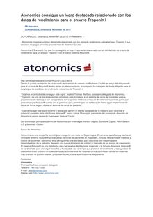 Atonomics consigue un logro destacado relacionado con los datos de rendimiento para el ensayo Troponin I