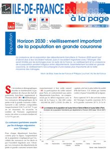 Horizon 2030 : vieillissement important de la population en grande couronne