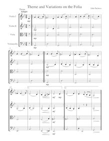 Partition Theme on pour Folia, Theme et Variations on pour Folia