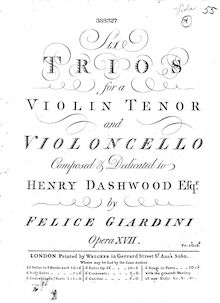 Partition viole de gambe, 6 Trios pour violon, ténor et violoncelle