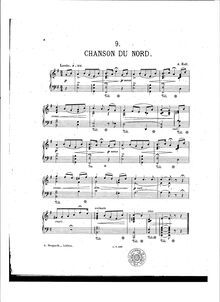 Partition , Chanson du Nord, Impressions poetiques, Douze mélodies pour le Piano seul par A. Keil