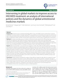 Intervening in global markets to improve access to HIV/AIDS treatment: an analysis of international policies and the dynamics of global antiretroviral medicines markets