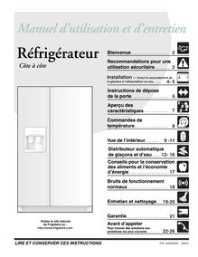 Notice Réfrigérateur Frigidaire  FRS26RBCWA