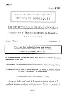 Etude et conditions de faisabilité 2007 BTS Géologie appliquée
