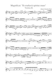 Partition violons II, Magnificat, D major, Bach, Johann Sebastian par Johann Sebastian Bach