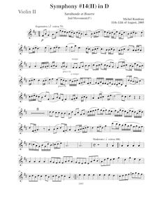 Partition violons II, Symphony No.14, D major, Rondeau, Michel