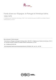 Fonds divers sur l Espagne, le Portugal et l Amérique latine, 1936-1975 - article ; n°1 ; vol.24, pg 23-24