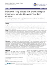 Therapy of Fabry disease with pharmacological chaperones: from in silico predictions to in vitro tests
