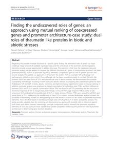 Finding the undiscovered roles of genes: an approach using mutual ranking of coexpressed genes and promoter architecture-case study: dual roles of thaumatin like proteins in biotic and abiotic stresses