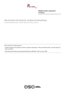 Structuration de l énoncé, syntaxe et sémantique - article ; n°3 ; vol.66, pg 505-513
