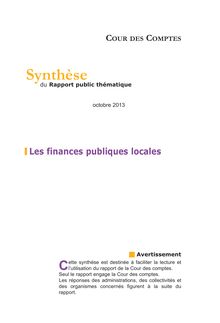 Cour des comptes : Synthèse du rapport sur les finances publiques locales
