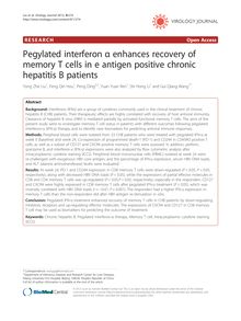 Pegylated interferon α enhances recovery of memory T cells in e antigen positive chronic hepatitis B patients