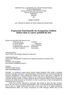 Expression fonctionnelle du Symporteur Sodium Iodure dans le cancer primitif du foie 