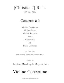 Partition violon concertino, Concerto â 6, D Major, Ræhs, Christian