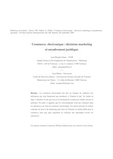 Commerce électronique : décisions marketing et encadrement juridique.