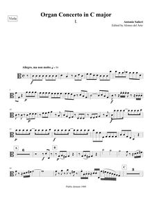 Partition altos, orgue Concerto en C major, C major, Salieri, Antonio