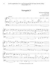 Partition Vorspiel 7, Leicht ausführbare Vor- und Nachspiele für die Orgel, bande 1