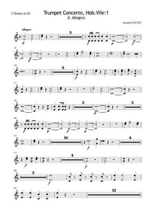 Partition cor 1/2 (E♭), trompette Concerto, Hob.VIIe:1, Trumpet Concerto in E-flat major