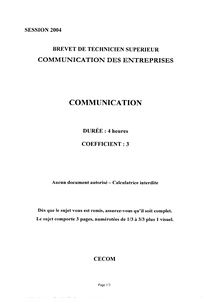 Communication 2004 BTS Communication des entreprises
