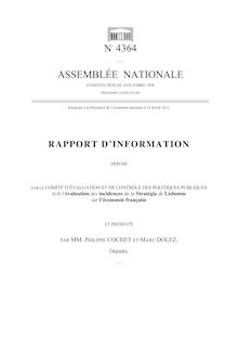 Rapport d information déposé par le comité d évaluation et de contrôle des politiques publiques sur l évaluation des incidences de la Stratégie de Lisbonnesur l économie française