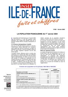 La population franciliennes au 1er janvier 2004