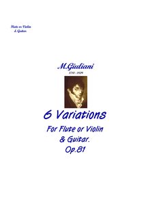 Partition complète, 6 Variations pour flûte (ou violon) et guitare, Op.81