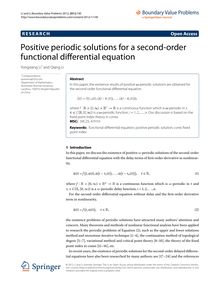 Positive periodic solutions for a second-order functional differential equation